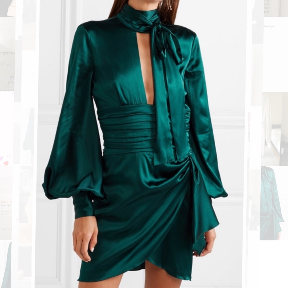 Caroline constas Silk mini tie neck dress